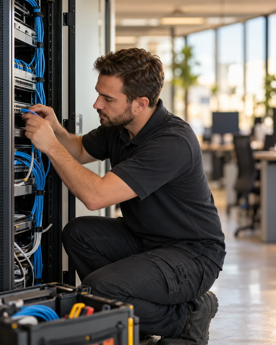 Scène professionnelle : Installateurs de réseaux professionnels