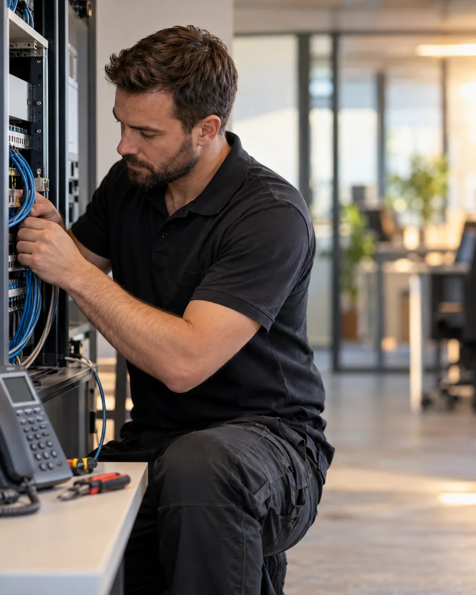 Scène professionnelle : Installateurs de téléphonie professionnelle